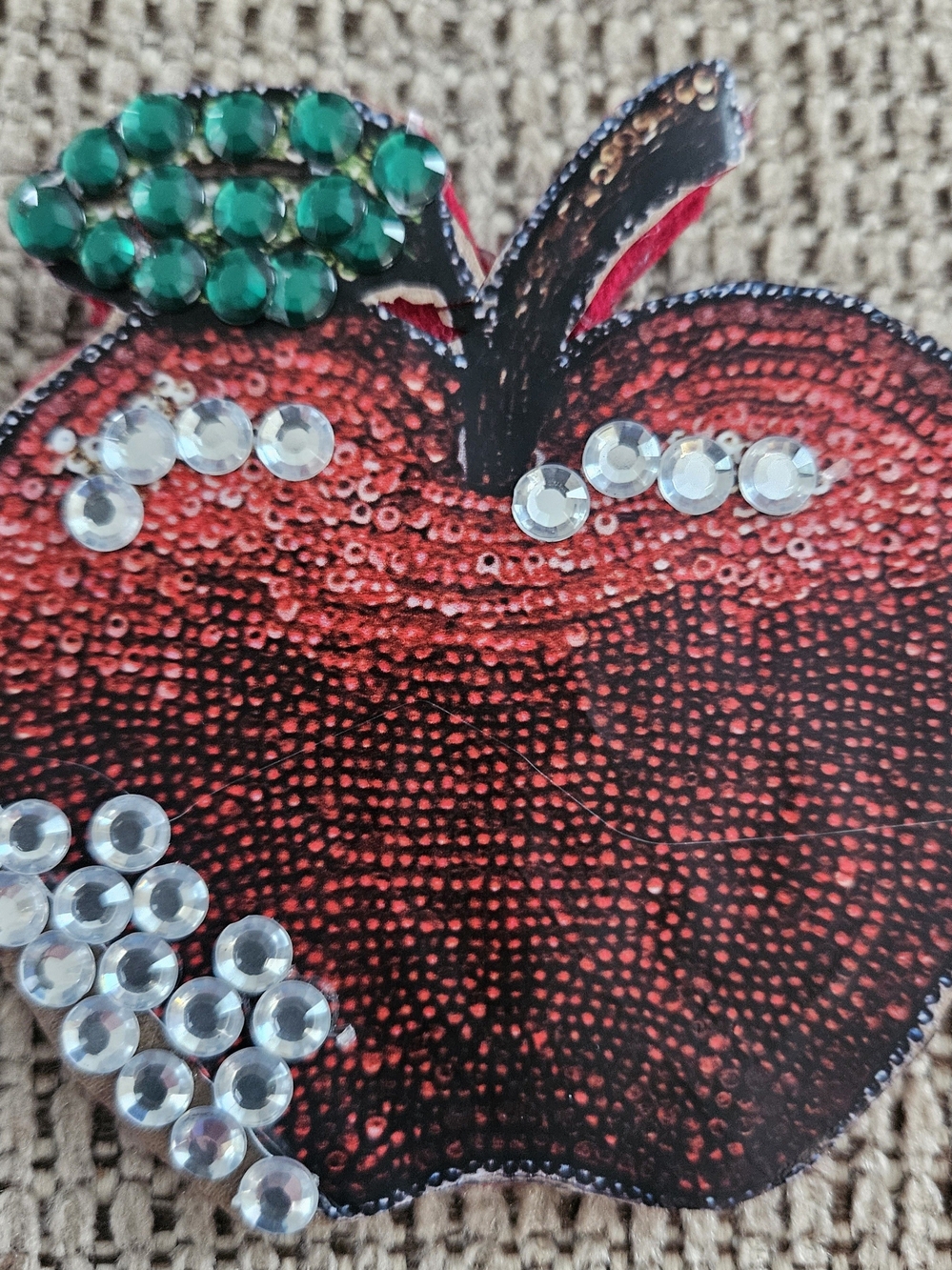 Red Apple Brooch With Crystals
